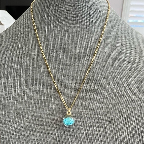 Light Blue Handmade Wishing Stars Necklace with Gold Tone Chain and Hardware NEW - Picture 1 of 3